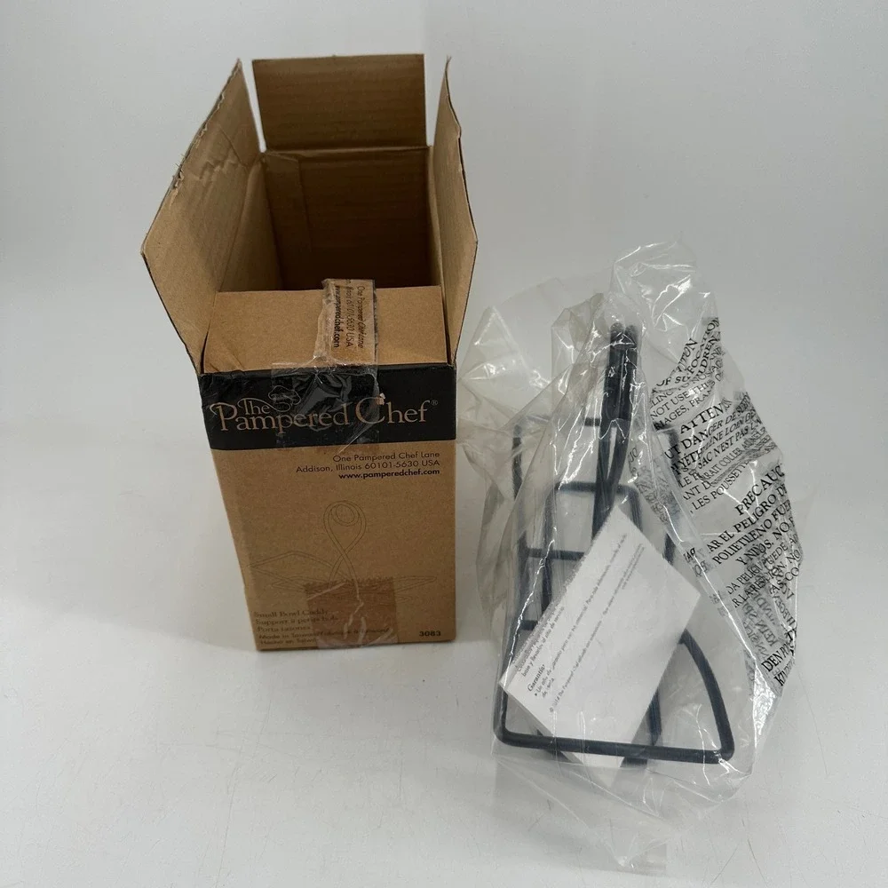 Pampered Chef Small Bowl Caddy 3083 Black Wrought Iron Serving Stand Rack